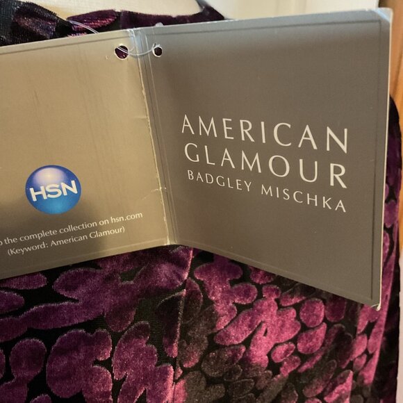 American Glamour Badgley Mischka Purple Black‎ Velvet Burnout Jacket Small M New - Picture 6 of 7